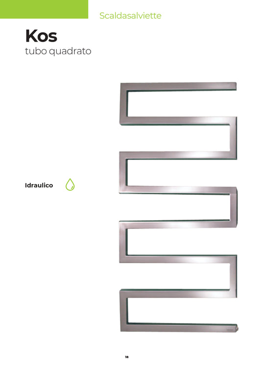 Radiatore di design termoarredo modello KOS tubo quadrato CROMATO (LEGGI NELLA DESCRIZIONE)